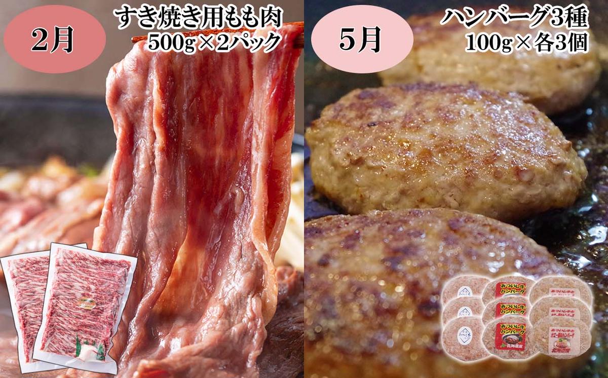 ＜定期便４回＞ 北海道産 黒毛和牛 みついし牛 定期便