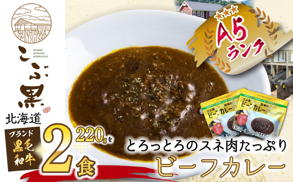 北海道産 黒毛和牛 こぶ黒 A5 ビーフカレー 220g × 2パック 