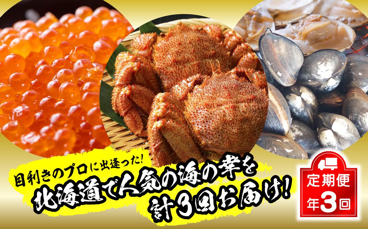 ＜2023年12月から順次発送＞【 定期便 3回 】 北海道産 海の幸 定期便 いくら 500ｇ ( 250 ｇ × 2 パック ) 毛がに 2尾 活きホッキ貝 20個 北海道 新ひだか町 ＜ 予約商品 ＞