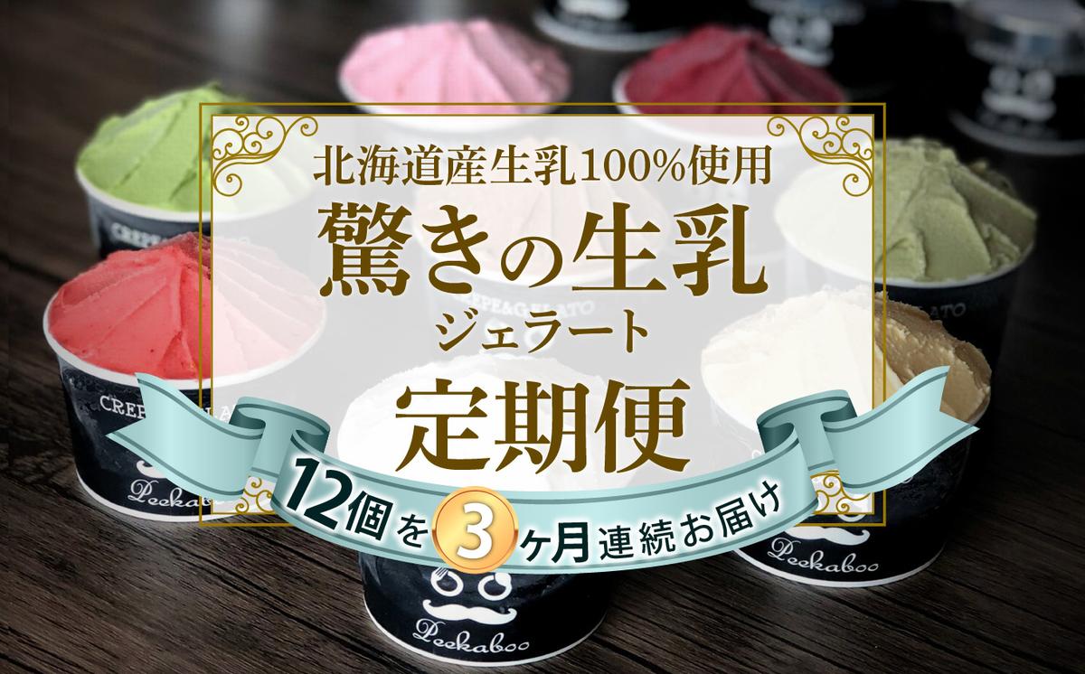 ＜3ヶ月定期便＞北海道産 生乳 ジェラート アイス 毎月12個  詰め合わせ ジェラートセット