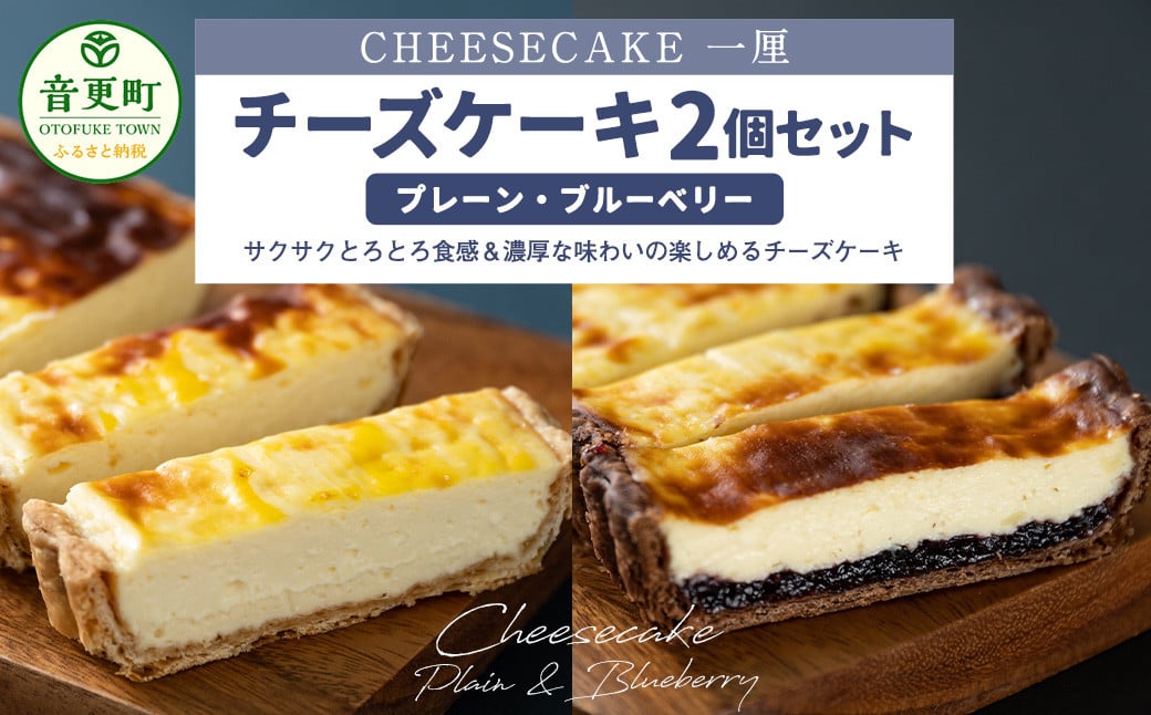 「CHEESECAKE一厘」チーズケーキ2個セット（プレーン・ブルーベリー）【A54】