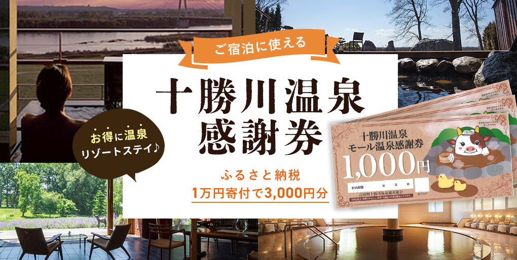 十勝川温泉モール温泉感謝券3,000円分【T-10000】