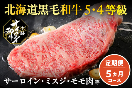 北海道 和牛肉 5・4等級 オレイン酸含有率55%以上 定期便 5回 サーロイン ミスジ ステーキ モモ肉 冷凍ハンバーグ｜十勝ナイタイ和牛定期便 5ヵ月コース