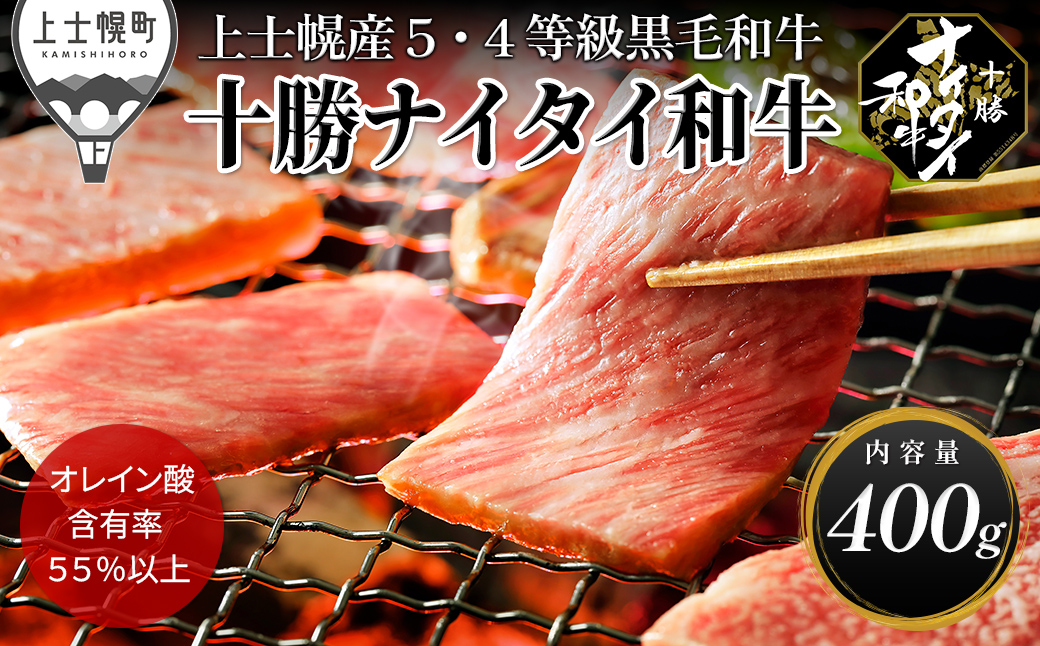 十勝ナイタイ和牛 肩ロース 焼肉 400g 焼肉用 国産 北海道 牛 肉 牛肉 国産牛 和牛 5・4等級 黒毛和牛 オレイン酸含有率55%以上 冷凍