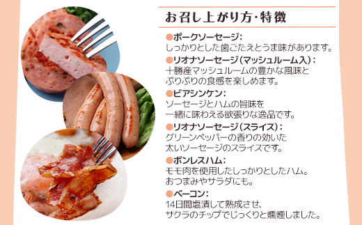 北海道十勝のハムソーセージボリュームセット 6種 8個入り(ソーセージ ハム ビアシンケン)【配送不可地域：離島】【1573253】