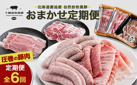 【毎月定期便】北海鹿追産 十勝放牧黒豚 圧巻の豚肉 おまかせ定期便(6カ月セット)全6回【1910】【配送不可地域：離島】【4006199】