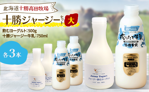 十勝ジャージーセット 大 各3本(飲むヨーグルト500g、十勝ジャージー牛乳750ml)【配送不可地域：離島】【1725499】
