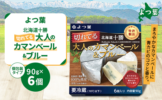 鹿追 よつ葉 切れてる大人のカマンベール&ブルー 6個 北海道十勝産生乳100%仕様【配送不可地域：離島】【1550077】
