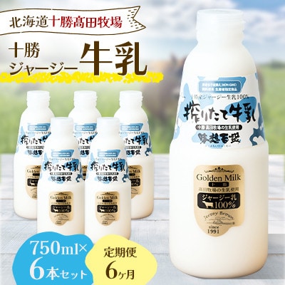 【毎月定期便】十勝ジャージー牛乳 750ml×6本セット全6回【配送不可地域：離島】【4085625】