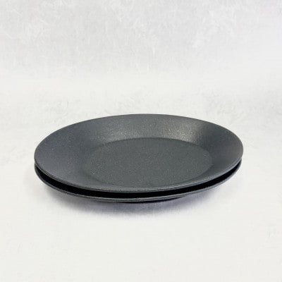 『鹿追焼』黒釉楕円皿(大)2枚組セット【1713887】