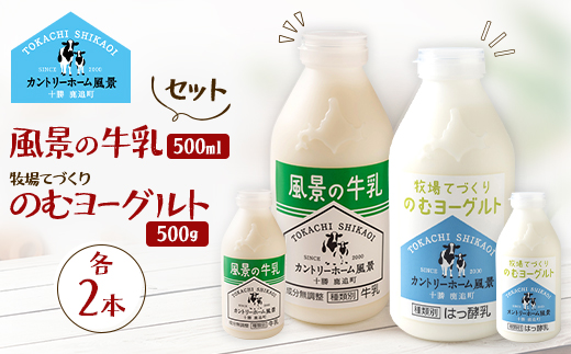 【セット】風景の牛乳 500ml　牧場てづくりのむヨーグルト 500g　各2本【配送不可地域：離島】【1720257】