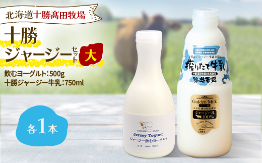 十勝ジャージーセット 大 各1本(飲むヨーグルト500g、牛乳750ml )【配送不可地域：離島】【1725498】