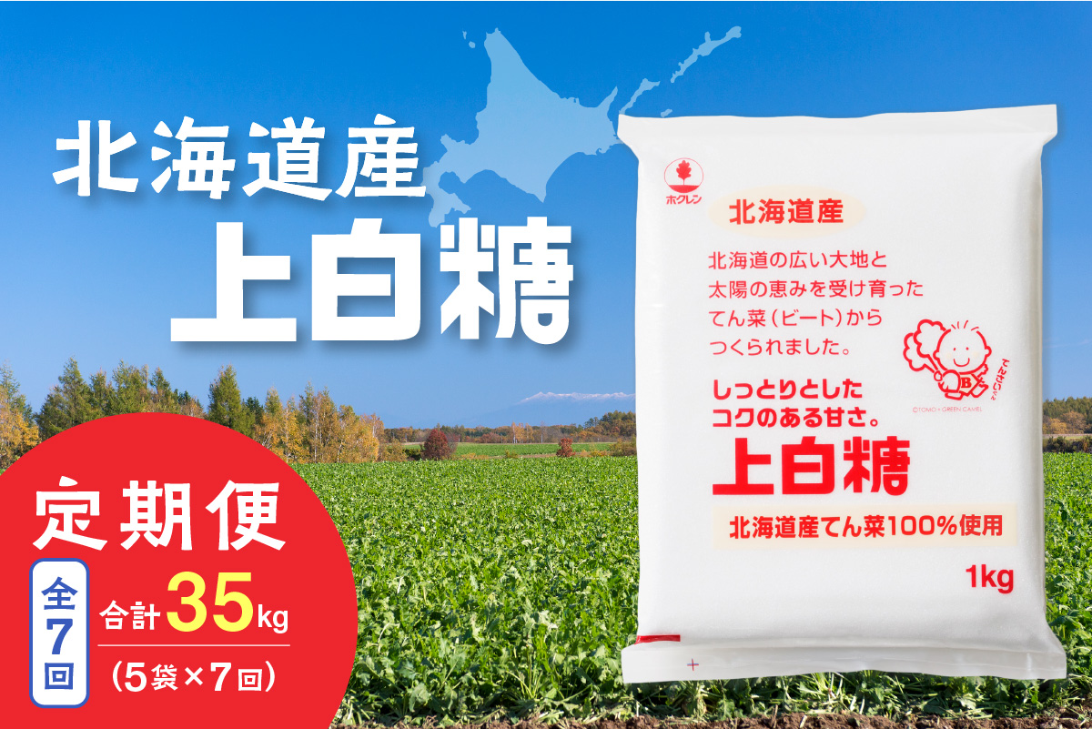 【7回定期便】ホクレンの上白糖1kg×5袋【 定期便 てん菜  北海道産 砂糖 お菓子 料理 調味料 ビート お取り寄せ 北海道 清水町  】