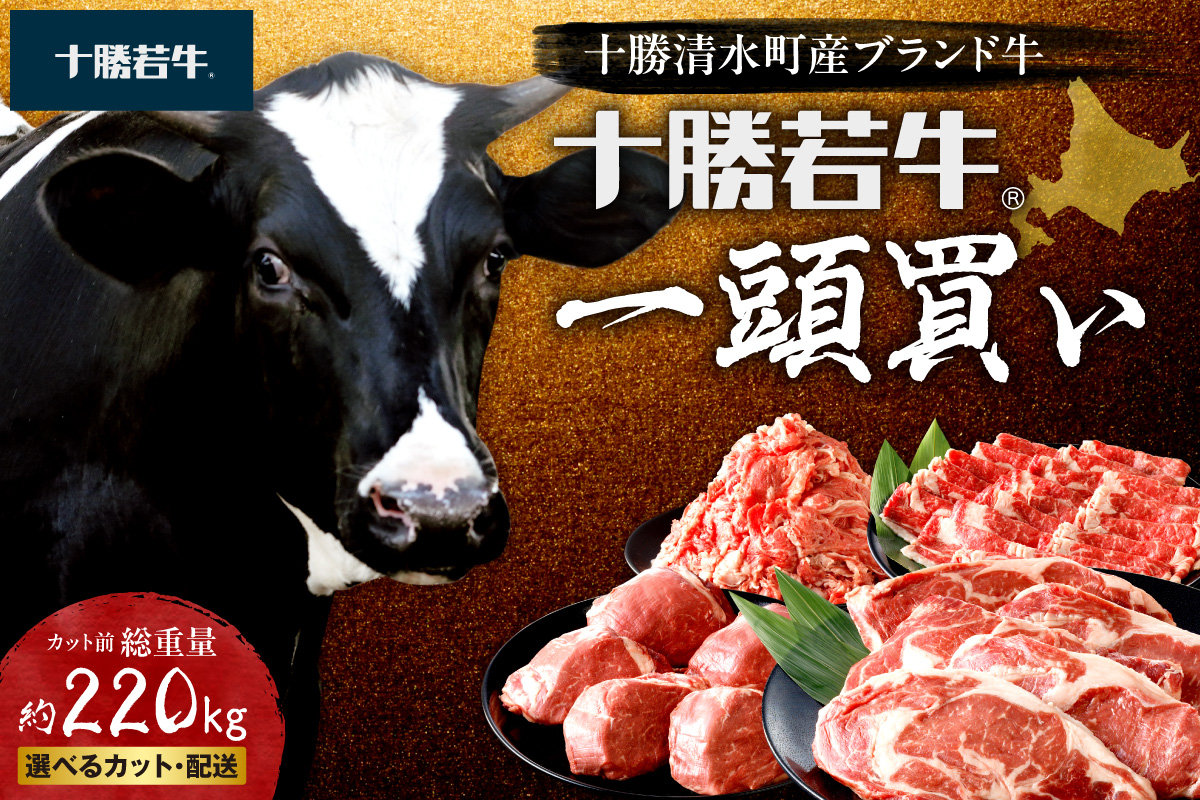十勝清水町産 ブランド牛 十勝若牛1頭買い！総重量約220㎏！定期便 選べるカット・配送 _S003-0031