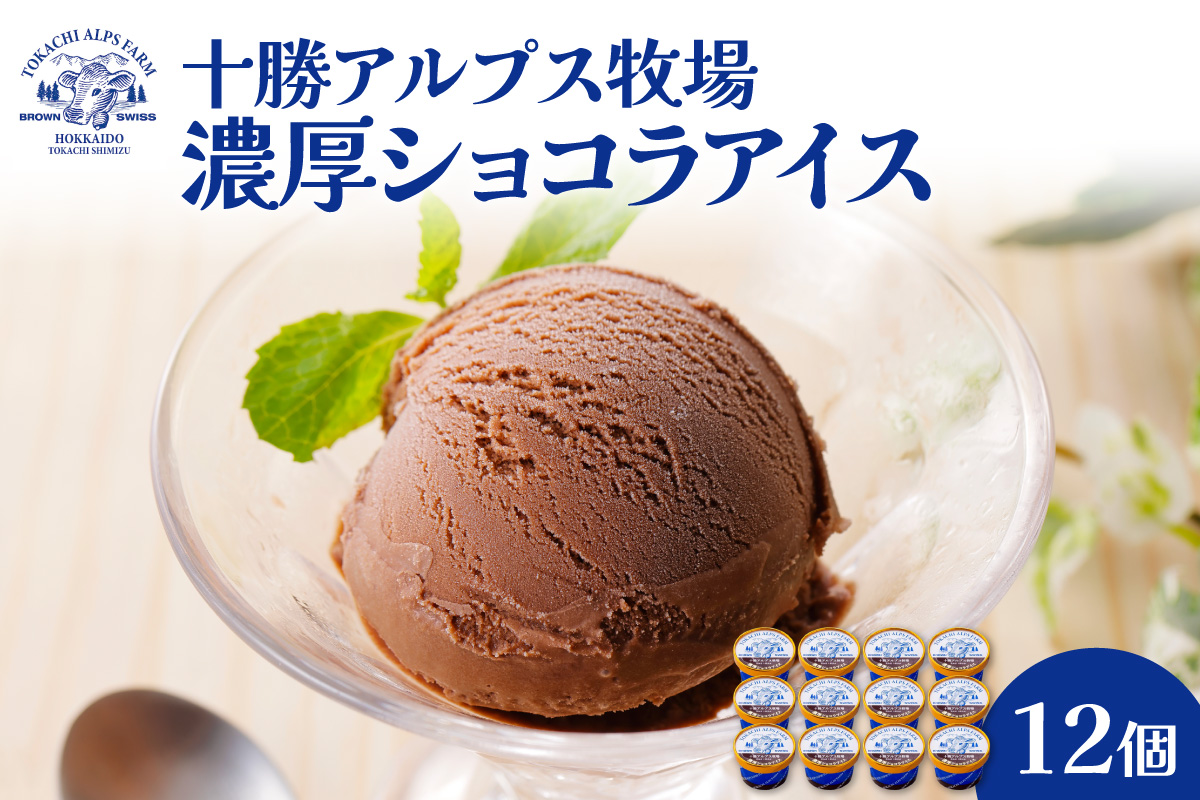 ”希少なブラウンスイス生乳使用” 十勝アルプス牧場 濃厚ショコラアイス12個セット【アイス 濃厚 さっぱり 高たんぱく ソフトクリーム アイスセット チョコアイス ショコラアイス お中元 お歳暮 のし 熨斗 北海道 清水町】