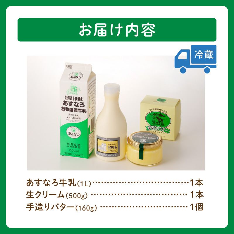 あすなろ 料理 乳製品 お試し セット【 牛乳 生クリーム バター 詰め合わせ 乳製品 ノンホモ牛乳 加工品 ミルク お取り寄せ 北海道 清水町  】