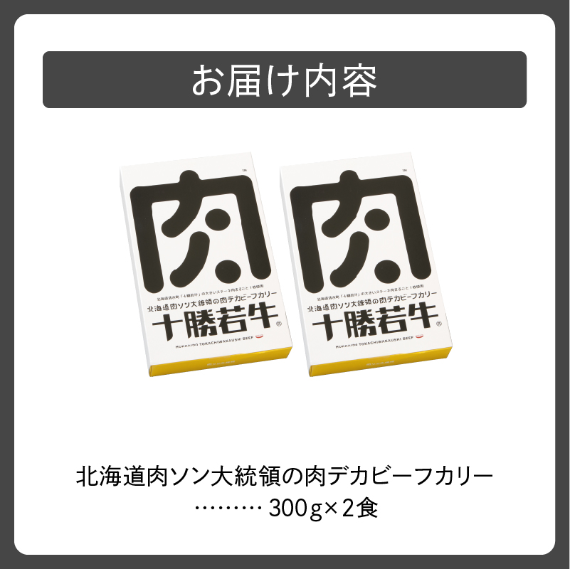 北海道 肉ソン大統領 の 肉デカ ビーフカリー 【 やわらか ヘルシー 低カロリー 十勝若牛 カレー レトルト 簡単調理 甘口  牛肉 ステーキ肉まるごと1枚使用 辛味オイル付き 贈り物 お取り寄せ ギフト お中元 お歳暮 のし 熨斗 清水町 】