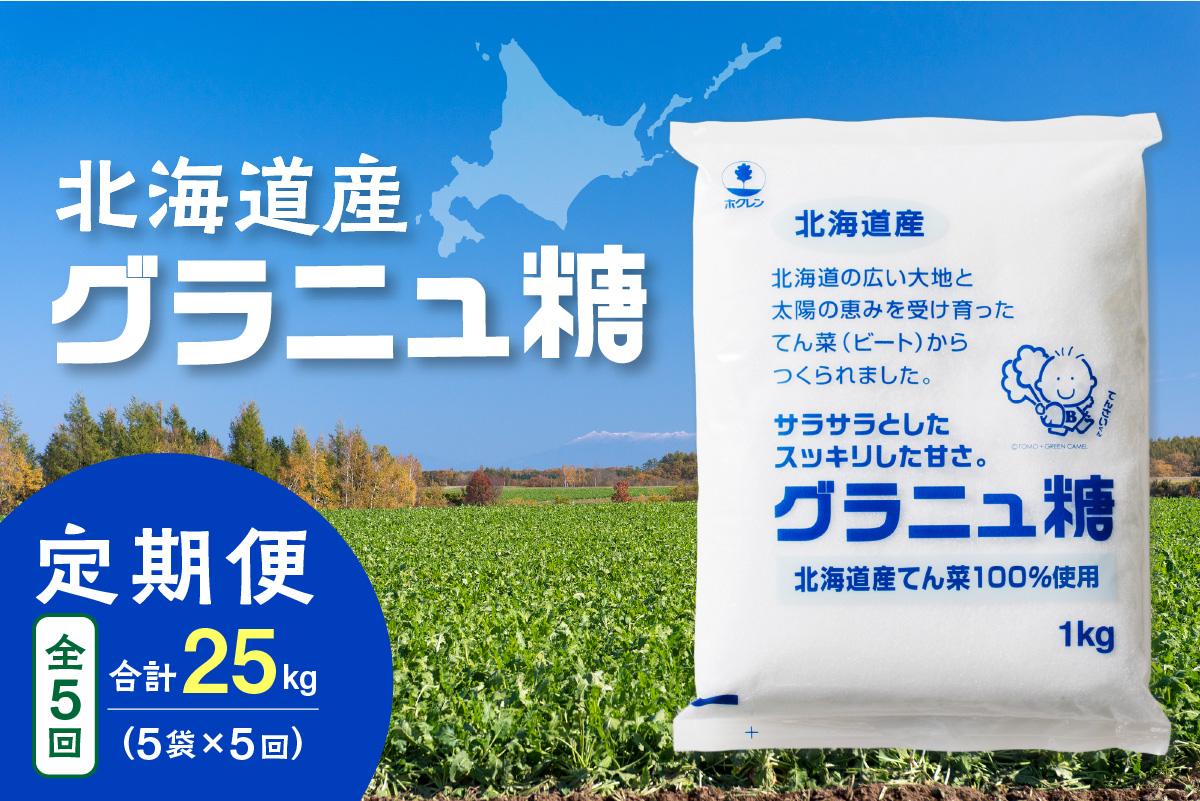 【隔月5回定期便】ホクレンのグラニュ糖1kg×5袋【 定期便 てん菜  北海道産 砂糖 お菓子 料理 調味料 ビート お取り寄せ 北海道 清水町  】