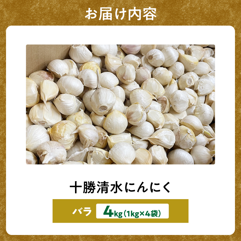 【北海道産】十勝育ちのにんにく バラ4kg にんにく ニンニク ガーリック にんにく 北海道産 にんにく_S021-0025