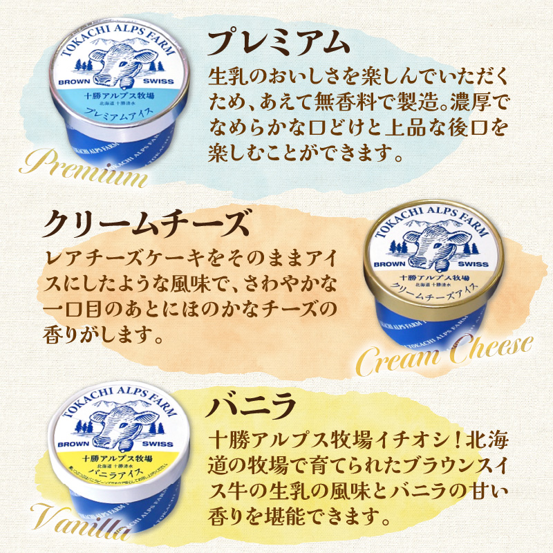 十勝アルプス牧場 アイス5種8個セット！【プレミアム 濃厚ショコラ バニラ クリームチーズ あずき アイスセット アイスBOX 北海道アイス 十勝アイス お取り寄せ ギフト お中元 お歳暮 のし 熨斗 北海道 清水町】