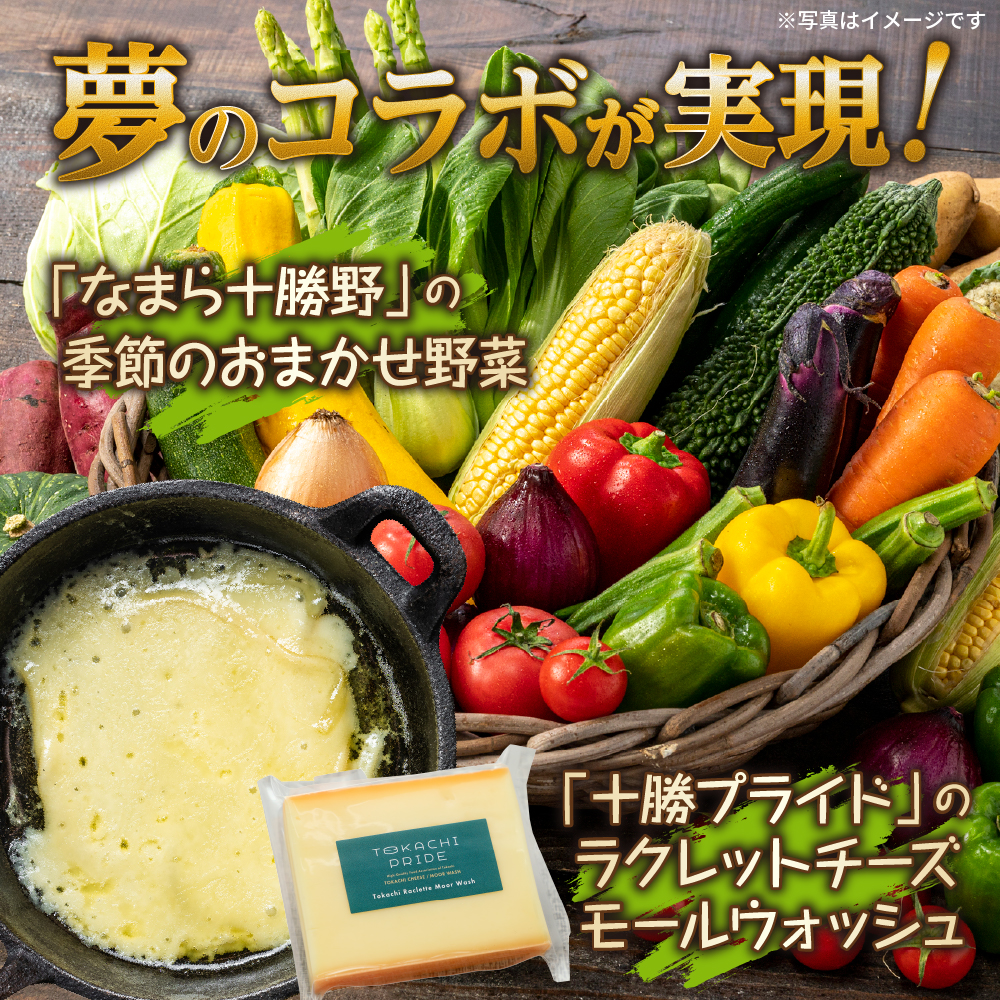 北海道十勝芽室町 なまら十勝野 季節のおまかせ野菜 ラクレットチーズ200g セット　me000-004c