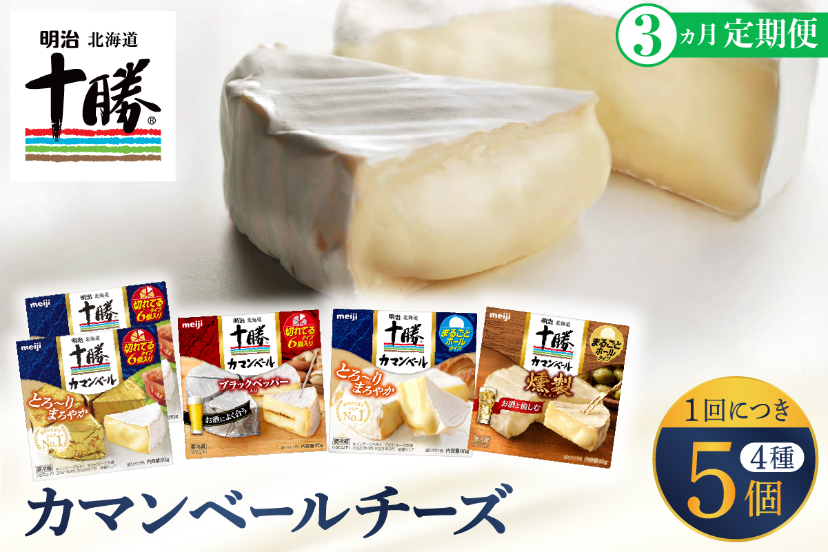 【3ヵ月定期便】明治北海道十勝チーズ カマンベール4種5個セット 計3回 me003-068-t3c