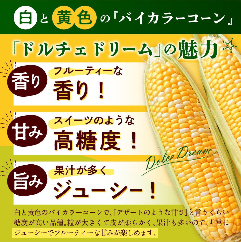 【2025年分先行予約】ドルチェドリーム(10本) 　とうもろこし 高評価 ★ 北海道産 なまら十勝野  キャンプ飯 BBQ ソロキャン人気 トウモロコシ 生 野菜 北海道 十勝 芽室町 送料無料 お取り寄せ　me001-043c-25