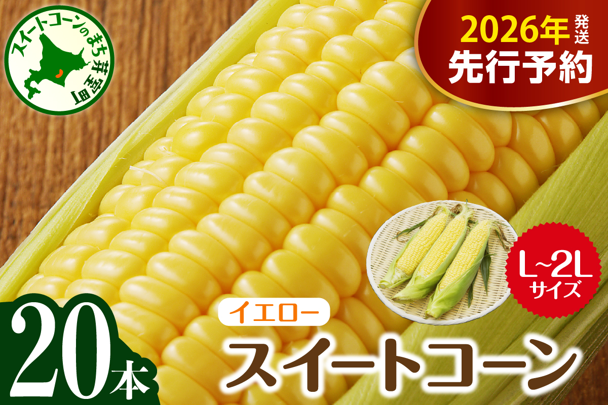 【先行受付】【2026年7月下旬～8月中旬頃配送】北海道十勝芽室町 とうもろこし スイートコーン20本 イエロー種 me002-014c-26