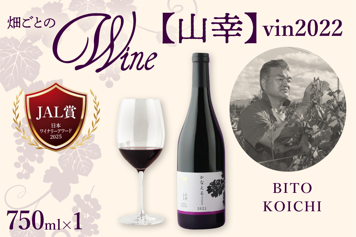 北海道十勝芽室町 かなえる 山幸【BITO KOICHI】vin2022 750ml×1本 me032-068c