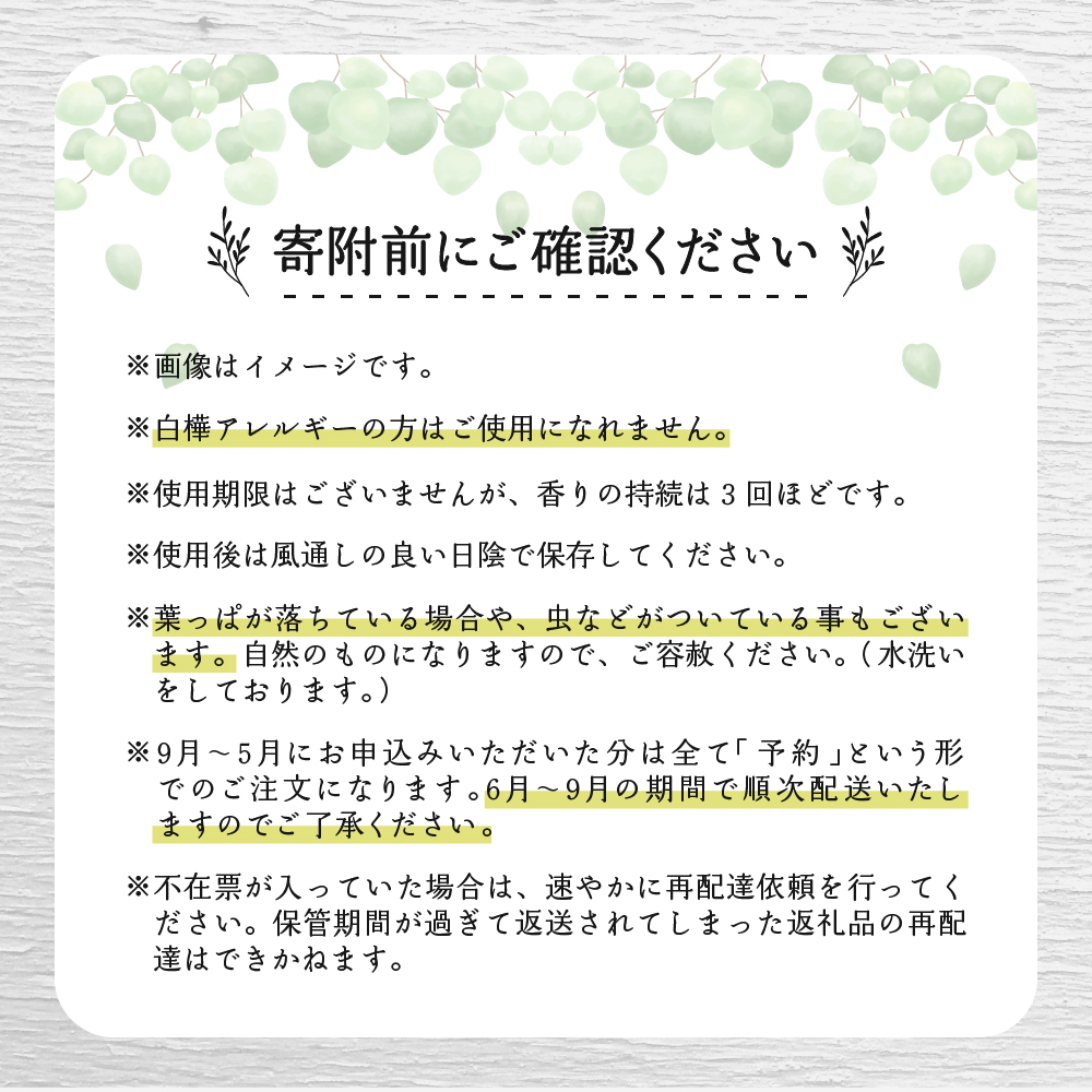 【先行受付】北海道芽室町産「白樺ヴィヒタ」1束　me055-001-2c