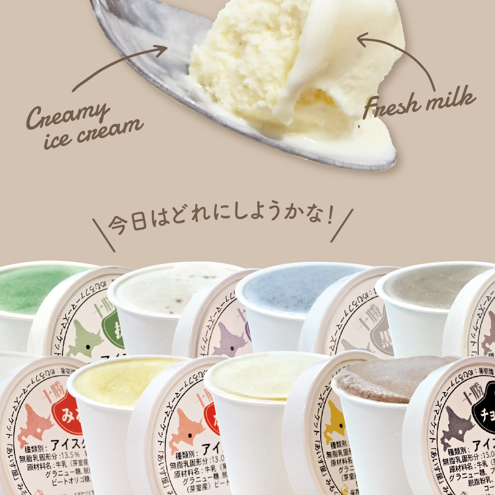 北海道十勝芽室町 12種類の味が楽しめる 安定剤不使用 カップアイスクリーム me008-002c