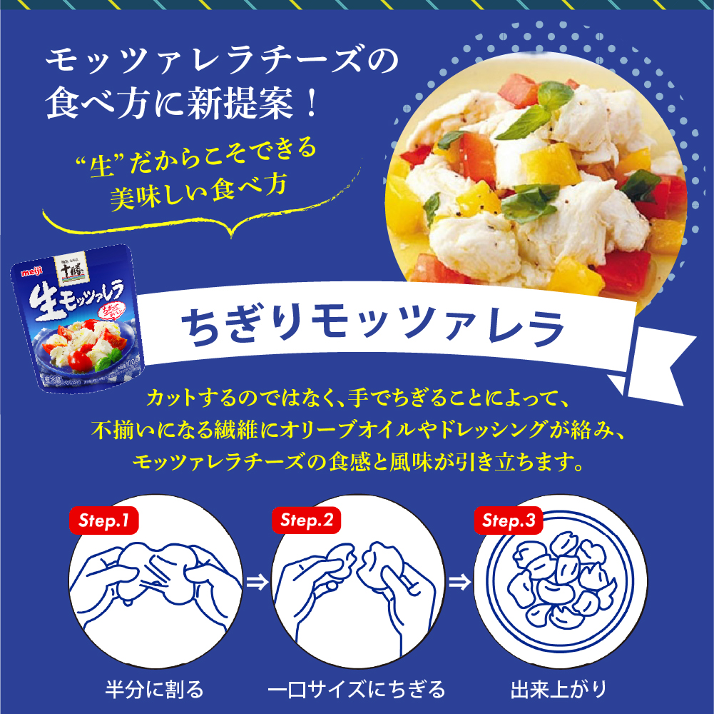 明治北海道十勝生モッツァレラ プレーン×バジル 各100g×3パック 計6パック me003-124c