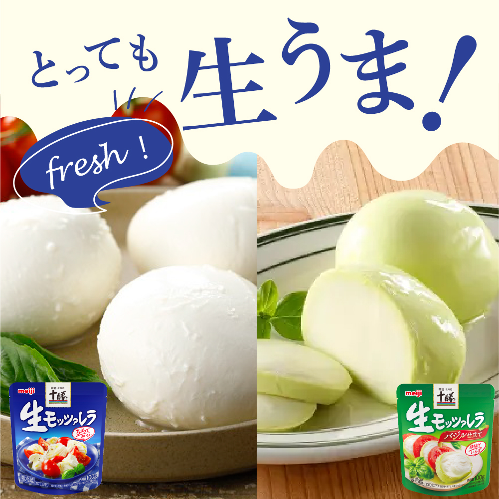 明治北海道十勝生モッツァレラ プレーン×バジル 各100g×3パック 計6パック me003-124c