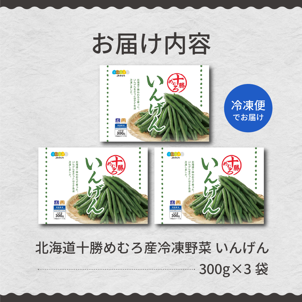 北海道十勝芽室町 十勝めむろ 冷凍野菜 いんげん 300g×3袋 me003-120c