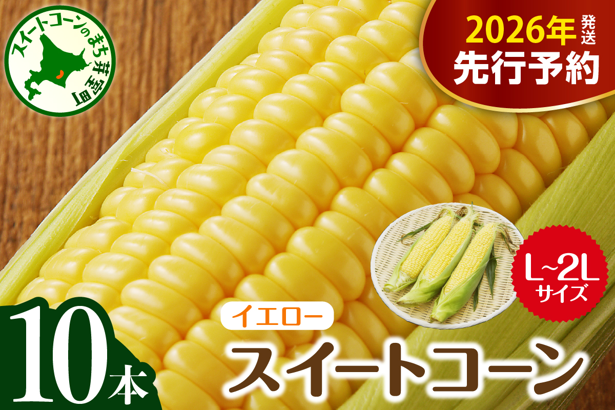 【2026年7月下旬～8月中旬頃配送】北海道十勝芽室町 とうもろこし スイートコーン10本 イエロー種 me002-004c-26／人気 キャンプ飯 アウトドア BBQ トウモロコシ とうきび コーン 甘い 野菜  めむろ 送料無料 お取り寄せ 贈り物 ギフト 贈答 期間限定