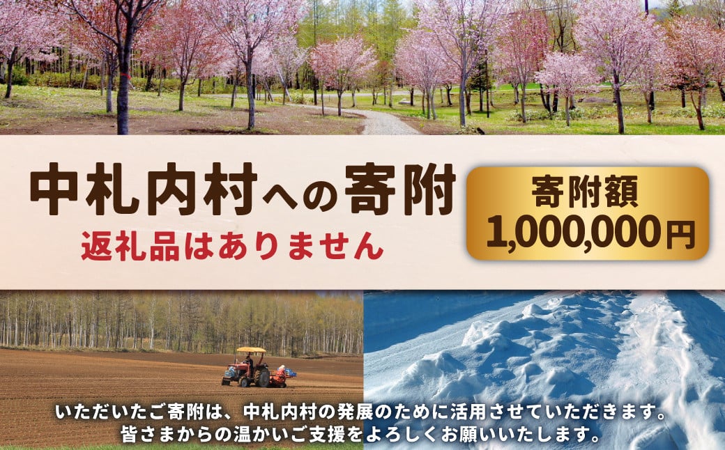 中札内村への寄附（返礼品はありません） 1口 1,000,000円 100万円 北海道 中札内村 寄附のみ 寄附 [038-0022]