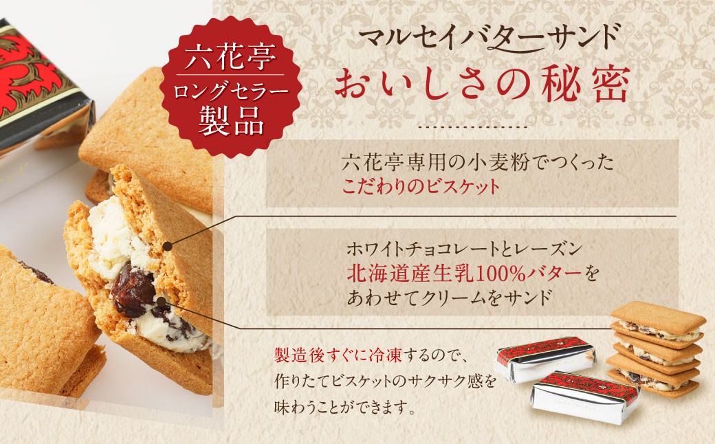 【六花亭】ひんやりサクサク食感！ 冷凍 マルセイバターサンド 24個入 [023-0013x1]