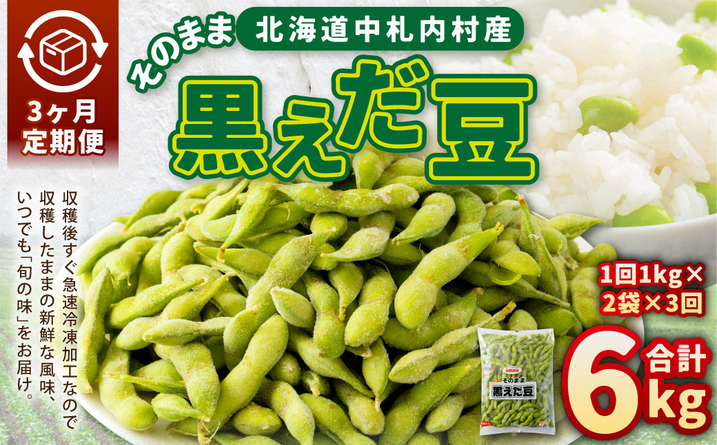 【3ヶ月定期便】そのまま黒えだ豆 約1000g×2袋 計約6kg 枝豆 黒えだ豆 黒枝豆 えだ豆 えだまめ エダマメ おつまみ おやつ 定期便 3回 国産 冷凍 [018-0075x1]