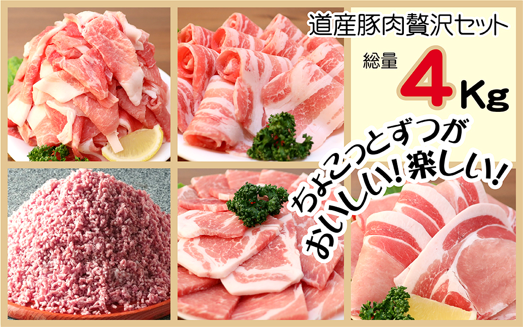 ＜1〜2か月待ち＞肉屋のプロ厳選!北海道産豚肉 贅沢詰め合わせセット4kg[A1-57B]