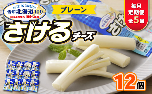 【毎月定期便】雪印北海道「さけるチーズプレーン」1箱12袋入り全5回【配送不可地域：離島】【4014043】