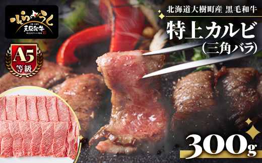 「天駆和牛(そらうし)」特上カルビ(三角バラ)  焼肉用 300g A5 黒毛和牛 十勝大樹町産【配送不可地域：離島】【1722166】