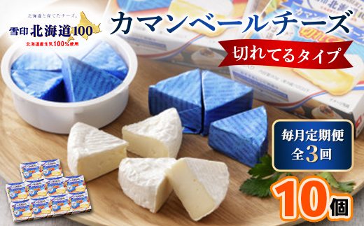 【毎月定期便】雪印北海道 カマンベールチーズ 切れてるタイプ 1箱(90g(6個入り)×10個全3回【配送不可地域：離島】【4014038】