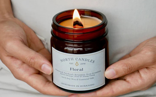 【100%植物由来】キャンドル2種ギフト(瓶「Floral」・缶「ベルガモット・オレンジ・レモン」)【1549428】