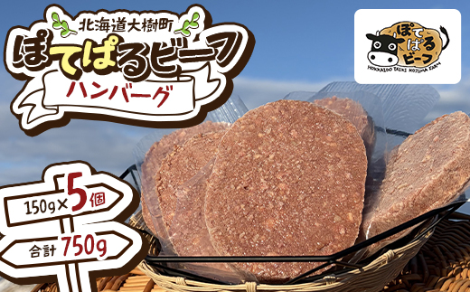 ぽてぱるビーフ・ハンバーグ　150g×5個【750g】【配送不可地域：離島】【1730877】