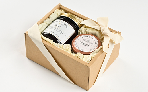 【100%植物由来】キャンドル2種ギフト(瓶「Floral」・缶「ベルガモット・オレンジ・レモン」)【1549428】