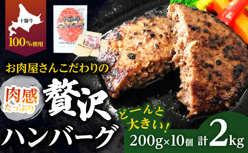 北海道 十勝牛 手ごね ハンバーグ 200g×10個 セット 牛100% 国産牛 牛肉 小分け 冷凍 牛肉100% 国産