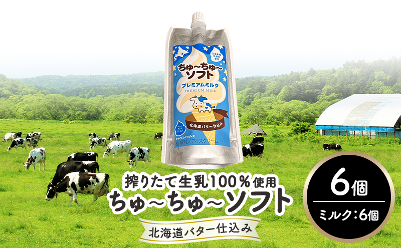 【十勝産生乳100％】 飲むソフトクリーム 100ml×6個 ちゅ～ちゅ～ソフト（プレミアムミルク）【 バター 仕込み ジェラート アイス ミルク アイスクリーム ソフトクリーム デザート スイーツ おやつ ミルク 詰め合わせ 北海道 十勝 幕別 】