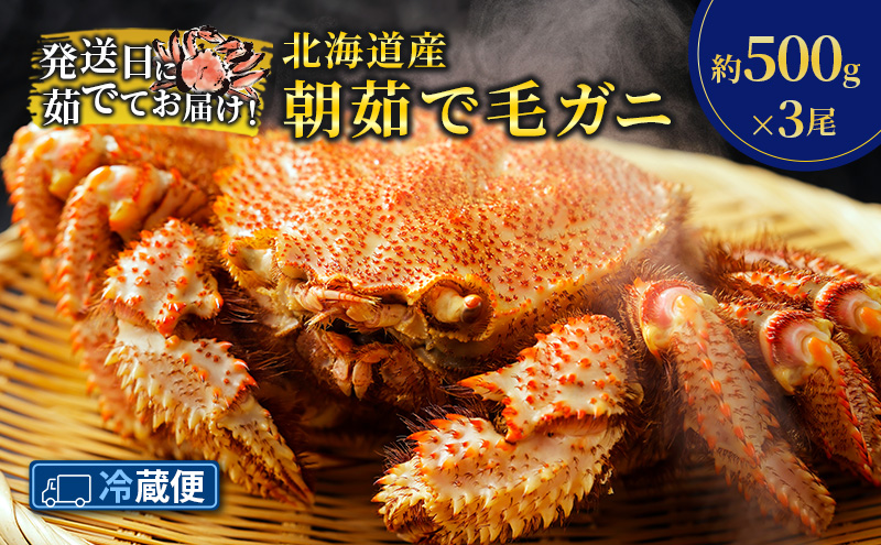 北海道産冷凍ゆで毛ガニ500g×3