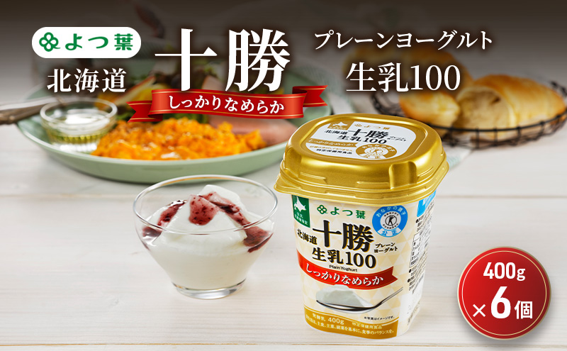 よつ葉 「北海道十勝プレーンヨーグルト 生乳100 しっかりなめらか」400g×6【 よつ葉 北海道十勝プレーンヨーグルト 生乳100％ タンパク質 菌 効果 腸活 レシピ 食べ方 アレンジ 水切り はちみつ 違い やわらか 北海道 十勝 幕別 】