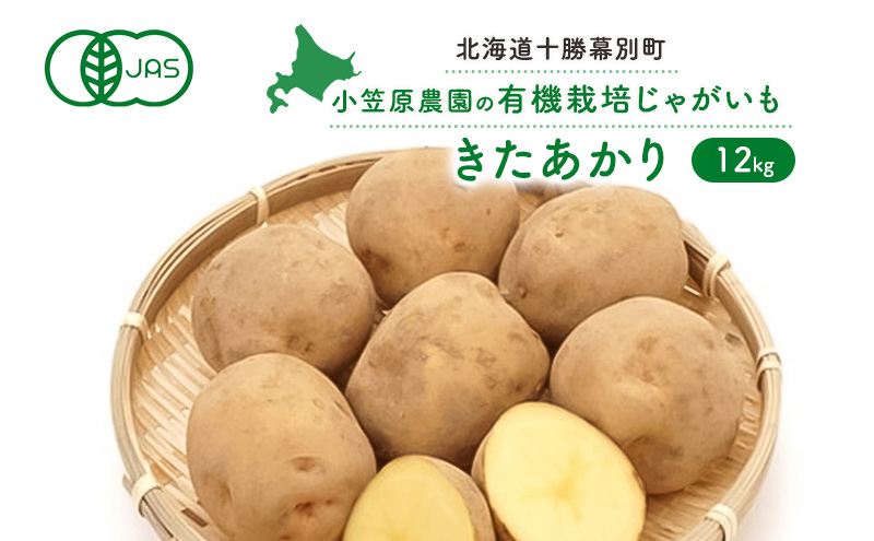 小笠原農園の有機じゃがいも「きたあかり」12kg【北海道十勝幕別】≪2024年秋出荷先行予約≫